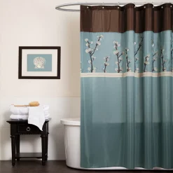 Lush Décor Lush Decor Cocoa Flower Fabric Shower Curtain