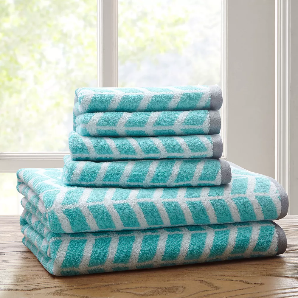 Intelligent Design Elle 6-piece Chevron Jacquard Towel Set 4 Intelligent Design Elle 6-piece Chevron Jacquard Towel Set - Image 2