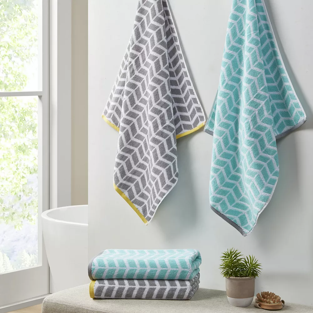 Intelligent Design Elle 6-piece Chevron Jacquard Towel Set 5 Intelligent Design Elle 6-piece Chevron Jacquard Towel Set - Image 3