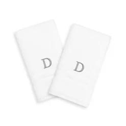 Linum Home Textiles 2-pack Silver-Tone Monogram Hand Towel