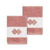 Linum Home Textiles Turkish Cotton Noah Embellished Washcloth Set -Camden Isle Sales Shop 3421129 Tea Rose