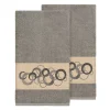 Linum Home Textiles Turkish Cotton Annabelle Embellished Bath Towel Set -Camden Isle Sales Shop 3421812 Dark Gray
