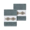Linum Home Textiles Turkish Cotton Gianna Embellished Washcloth Set -Camden Isle Sales Shop 3438605 Teal