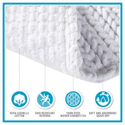 Madison Park Copula Yarn Dyed Cotton Chenille Chain Stitch Bath Rug -Camden Isle Sales Shop 3571590 ALT99