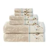 Madison Park Belle 6-piece Embroidered Cotton Jacquard Bath Towel Set -Camden Isle Sales Shop 3583464 Blue