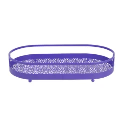 Home Basics Oval Lace Plastic Vanity Tray