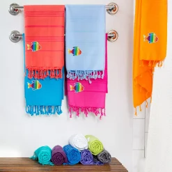 Linum Home Textiles Turkish Cotton Summer Fun Sparkling Rainbow Fish Pestemal Beach Towel -Camden Isle Sales Shop 3994850 ALT5