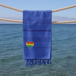 Linum Home Textiles Turkish Cotton Summer Fun Cheerful Rainbow Heart Pestemal Beach Towel -Camden Isle Sales Shop 3994851 ALT2