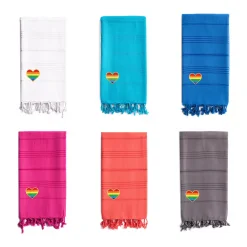 Linum Home Textiles Turkish Cotton Summer Fun Cheerful Rainbow Heart Pestemal Beach Towel -Camden Isle Sales Shop 3994851 ALT5