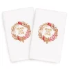 Linum Home Textiles Christmas 2-pack Peace Embroidered Luxury Turkish Cotton Hand Towels -Camden Isle Sales Shop 4130532 White