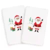 Linum Home Textiles 2-pack Christmas Santa Waving Embroidered Hand Towel Set -Camden Isle Sales Shop 4130541 White