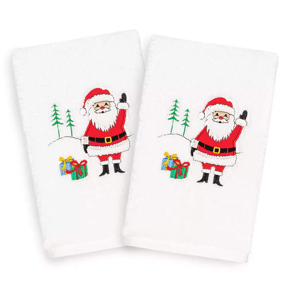 Linum Home Textiles 2-pack Christmas Santa Waving Embroidered Hand Towel Set 3 Linum Home Textiles 2-pack Christmas Santa Waving Embroidered Hand Towel Set