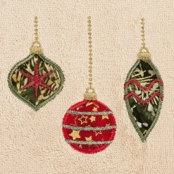 Linum Home Textiles Christmas 2-pack Ornaments Embroidered Luxury Turkish Cotton Hand Towels -Camden Isle Sales Shop 4130662 ALT2