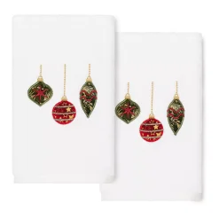 Linum Home Textiles Christmas 2-pack Ornaments Embroidered Luxury Turkish Cotton Hand Towels