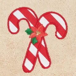 Linum Home Textiles Christmas 2-pack Candy Canes Embroidered Luxury Turkish Cotton Hand Towels -Camden Isle Sales Shop 4130666 ALT2