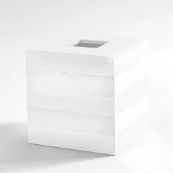 Cassadecor Lacquer Stripe White Tissue Holder