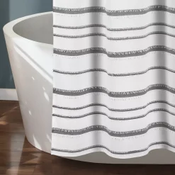 Lush Décor Lush Decor Stripe Clip Jacquard Shower Curtain -Camden Isle Sales Shop 4150524 ALT2