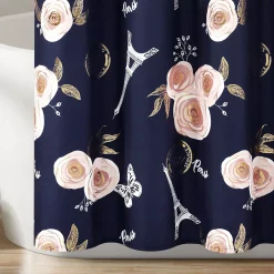 Lush Décor Lush Decor Vintage Paris Rose Butterfly Script Shower Curtain -Camden Isle Sales Shop 4294308 ALT2