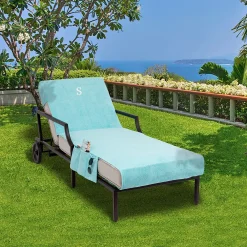 Linum Home Textiles Turkish Cotton Personalized Chaise Lounge Chair Slipcover & Side Pockets -Camden Isle Sales Shop 4323435 ALT