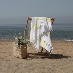 Linum Home Textiles Turkish Cotton Herringbone Personalized Pestemal Beach Towel -Camden Isle Sales Shop 4378789 ALT