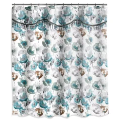Popular Bath Poppy Fields Shower Curtain With Attached Valance