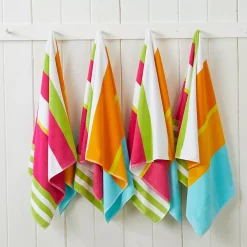 Great Bay Home 4-pack Velour Cabana Stripe Beach Towels -Camden Isle Sales Shop 4441527 ALT5