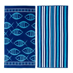 Great Bay Home 2-pack Nautical Jacquard Beach Towels