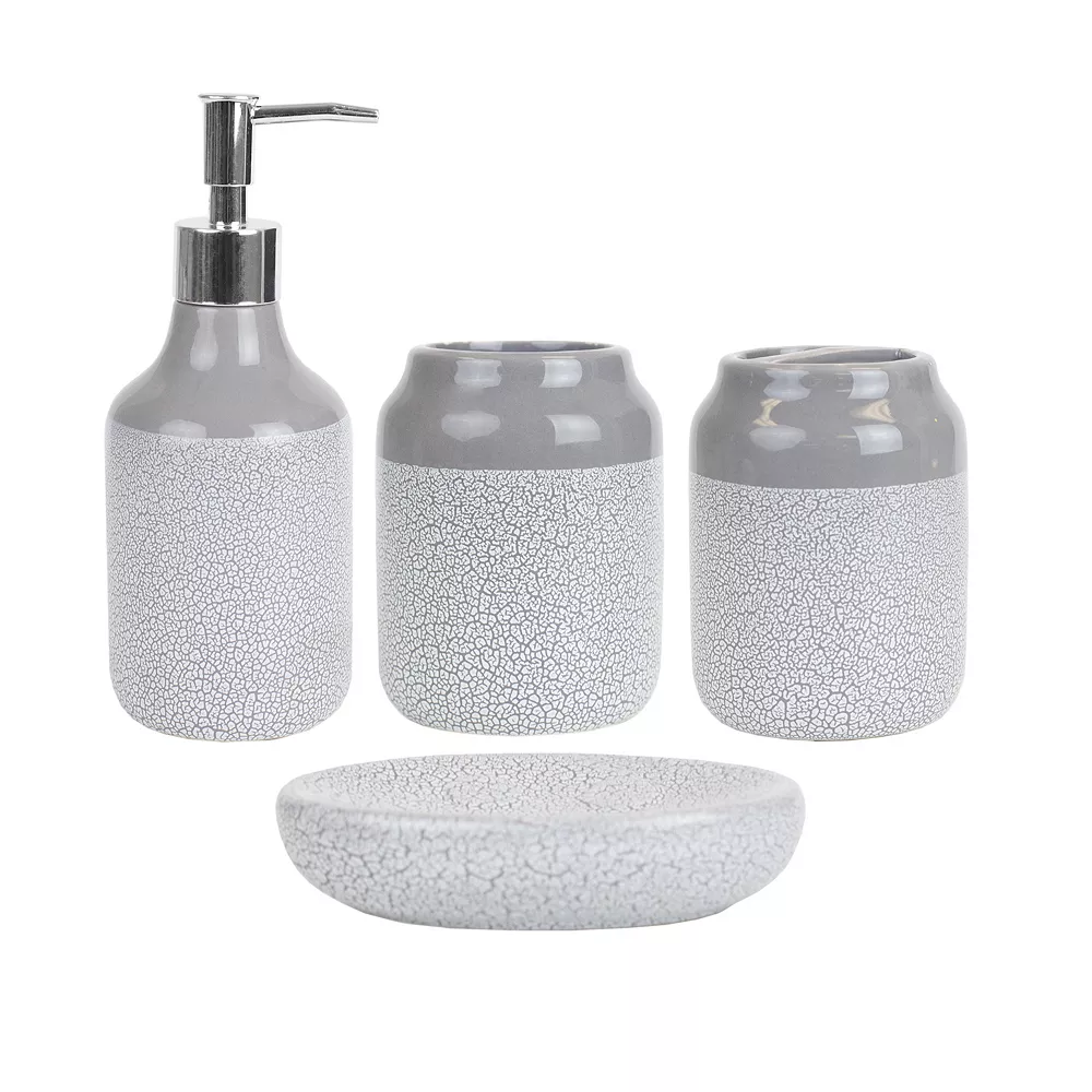 Home Basics Crackle 4-Piece Ceramic Bath Accessory Set 3 Home Basics Crackle 4-Piece Ceramic Bath Accessory Set