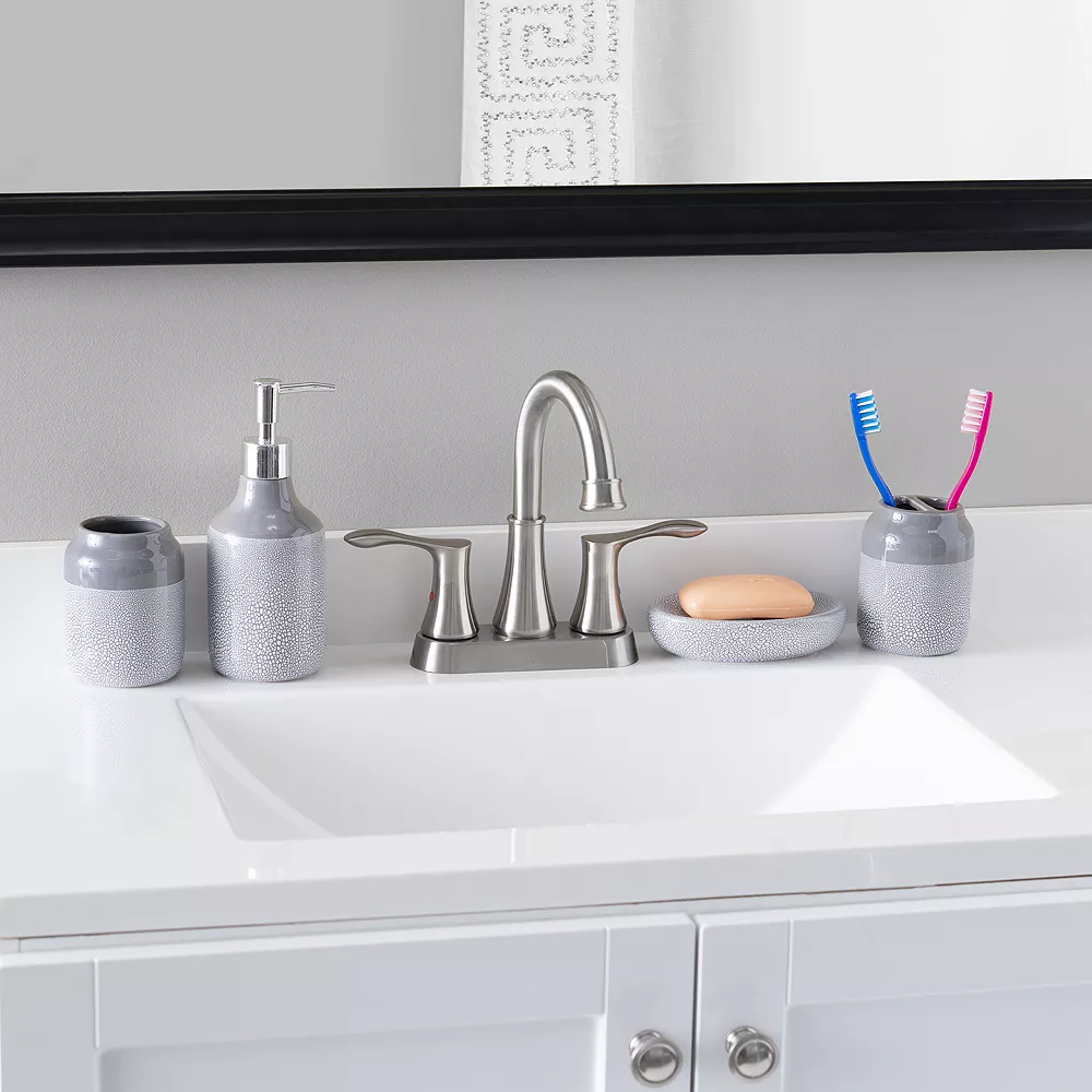 Home Basics Crackle 4-Piece Ceramic Bath Accessory Set 4 Home Basics Crackle 4-Piece Ceramic Bath Accessory Set - Image 2