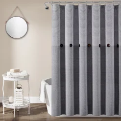 Lush Décor Lush Decor Farmhouse Button Stripe Shower Curtain