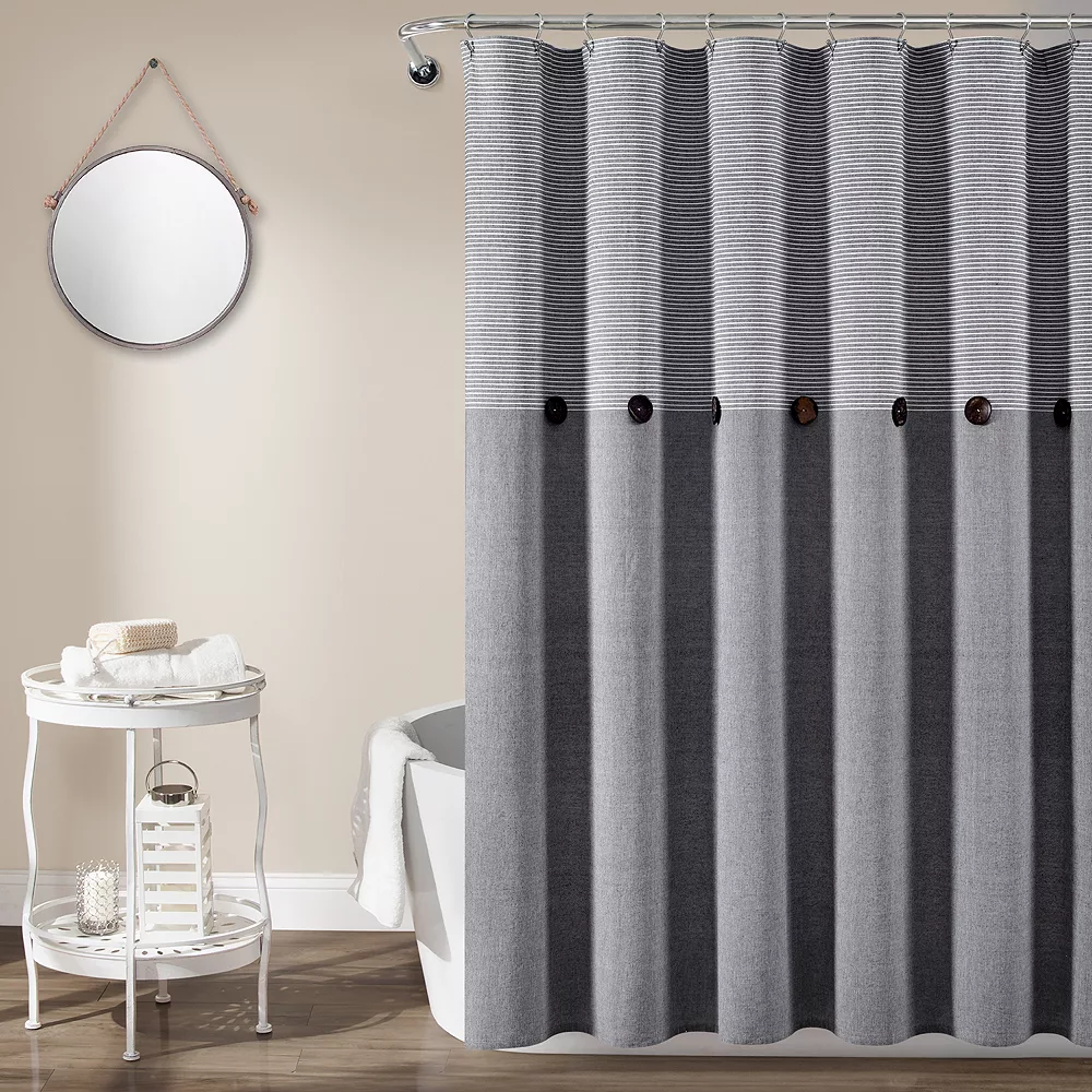 Lush Décor Lush Decor Farmhouse Button Stripe Shower Curtain 3 Lush Décor Lush Decor Farmhouse Button Stripe Shower Curtain