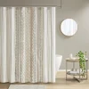 INK+IVY Imani Cotton Printed Tufted Chenille Stripe Shower Curtain -Camden Isle Sales Shop 4569680 Ivory