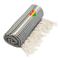 Linum Home Textiles Turkish Cotton Luxe Herringbone Cheerful Rainbow Heart Pestemal Beach Towel