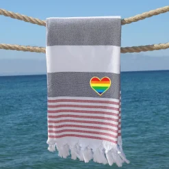 Linum Home Textiles Turkish Cotton Patriotic Cheerful Rainbow Heart Pestemal Beach Towel -Camden Isle Sales Shop 4604306 ALT5