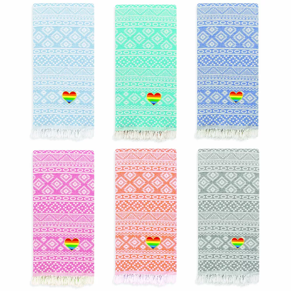 Linum Home Textiles Turkish Cotton Sea Breeze Cheerful Rainbow Heart Pestemal Beach 8 Linum Home Textiles Turkish Cotton Sea Breeze Cheerful Rainbow Heart Pestemal Beach - Image 6