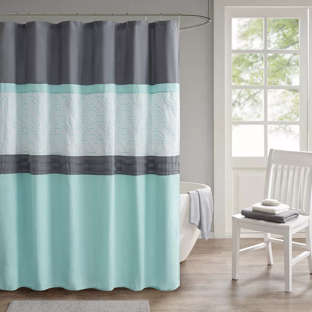510 Design Shane Embroidered & Pieced Shower Curtain With Liner 4 510 Design Shane Embroidered & Pieced Shower Curtain With Liner - Image 2