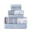 Modern Threads 6-piece Yarn Dyed Jacquard & Solid Bath Towel Set -Camden Isle Sales Shop 4980853 Blue