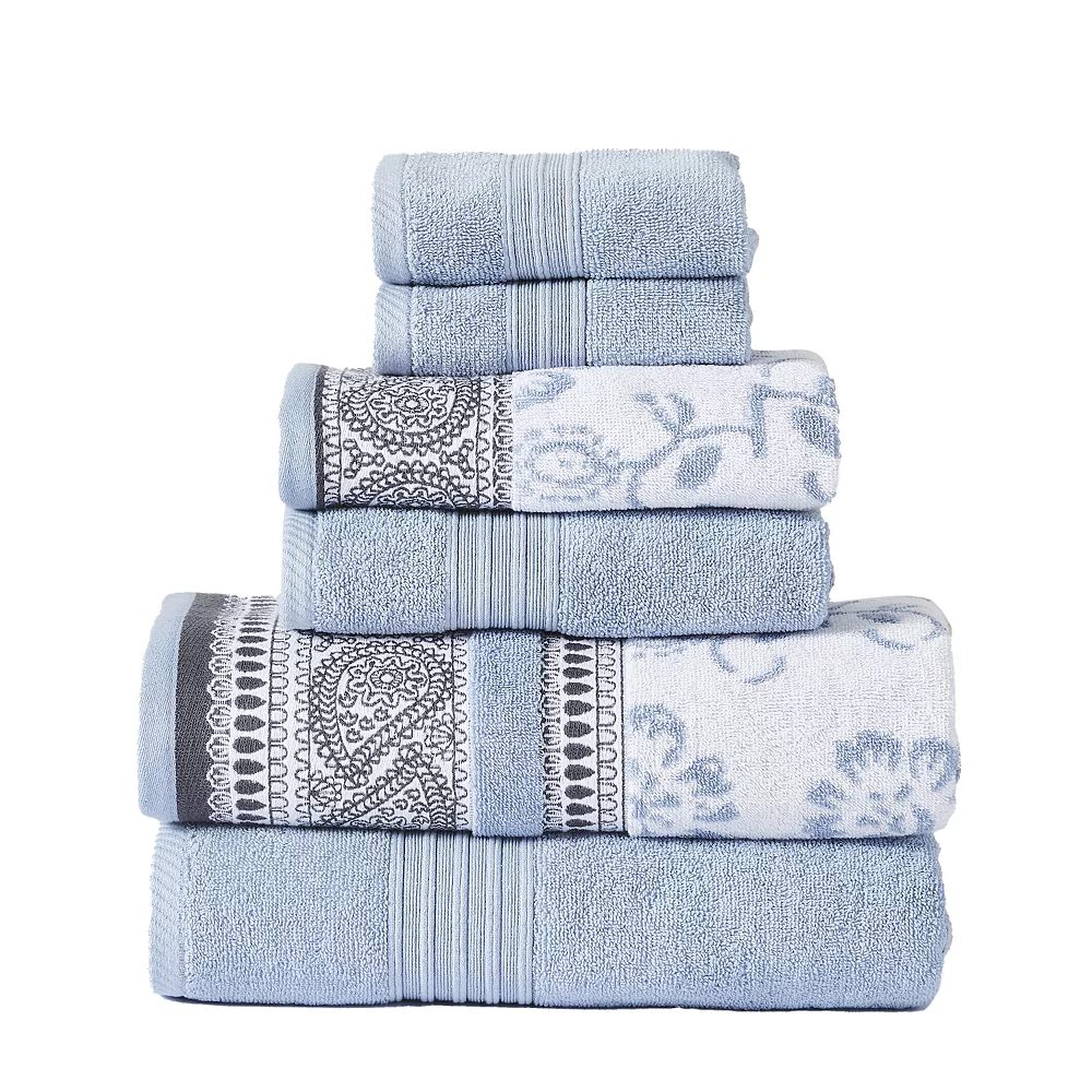 Modern Threads 6-piece Yarn Dyed Jacquard & Solid Bath Towel Set 3 Modern Threads 6-piece Yarn Dyed Jacquard & Solid Bath Towel Set