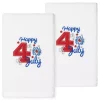Linum Home Textiles Turkish Cotton 4TH Of July Embroidered 2-pack Hand Towel Set -Camden Isle Sales Shop 5059149 White