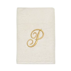 Avanti Premier Ivory/Gold Script Monogram Hand Towel