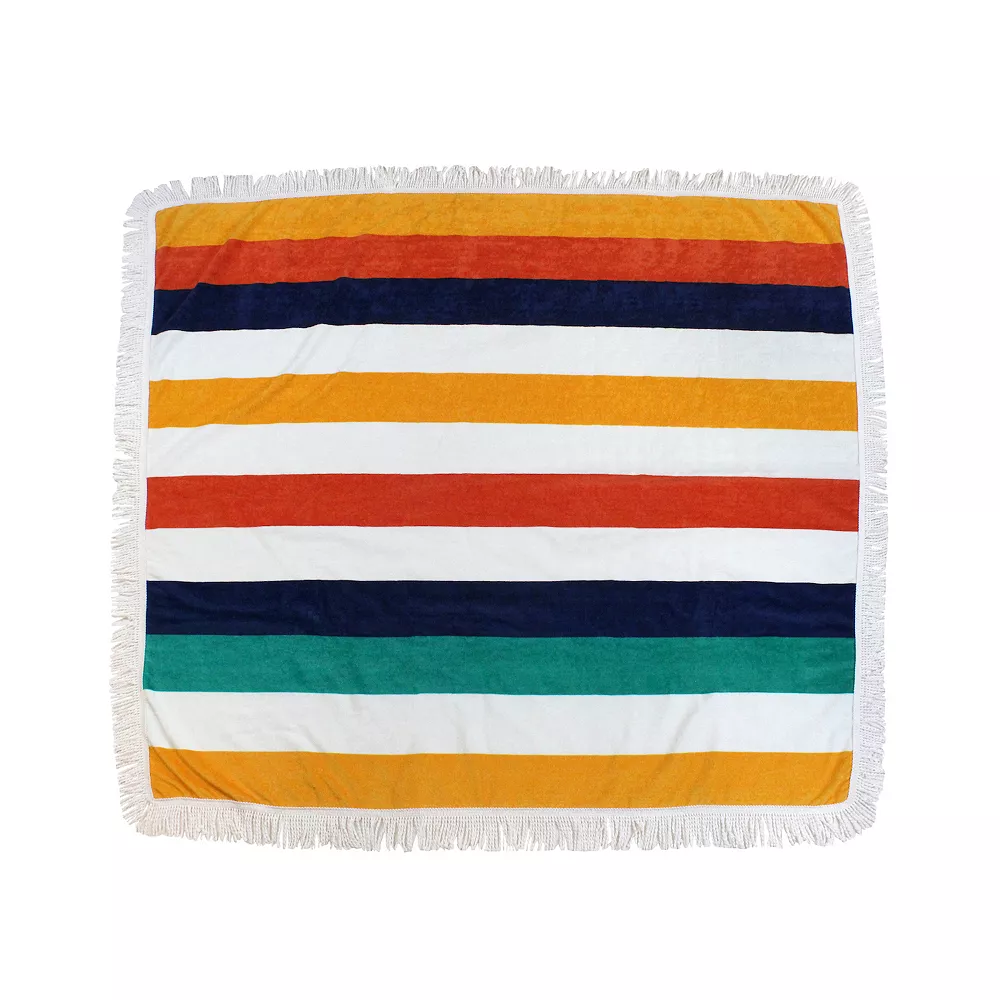 Sand & Surf Square Beach Towel With Fringe 2 Sand & Surf Square Beach Towel With Fringe