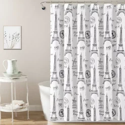 Lush Décor Lush Decor Paris Bonjour Shower Curtain 8 Lush Décor Lush Decor Paris Bonjour Shower Curtain -Camden Isle Sales Shop 5224516 ALT