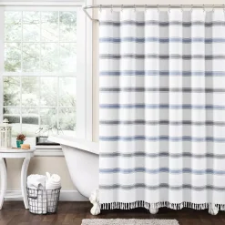 Lush Décor Lush Decor Stripe Woven Textured Yarn Dyed Shower Curtain -Camden Isle Sales Shop 5235080 ALT