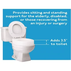 Carex Toilet Seat Riser, Round Raised Toilet Seat Adds 3.5 Inches To Toilet Height, For Assistance Bending Or Sitting, 300 Pound Weight Capacity -Camden Isle Sales Shop 5413504 ALT2