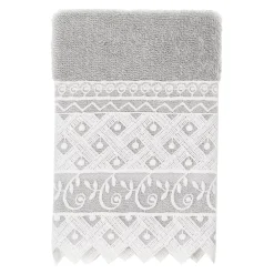 Linum Home Textiles Turkish Cotton Aiden 3-piece White Lace Embellished Towel Set -Camden Isle Sales Shop 5485054 ALT3