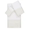 Linum Home Textiles Turkish Cotton Aiden 3-piece White Lace Embellished Towel Set -Camden Isle Sales Shop 5485054 White