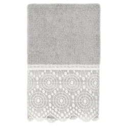 Linum Home Textiles Turkish Cotton Arian Cream Lace Embellished Hand Towel