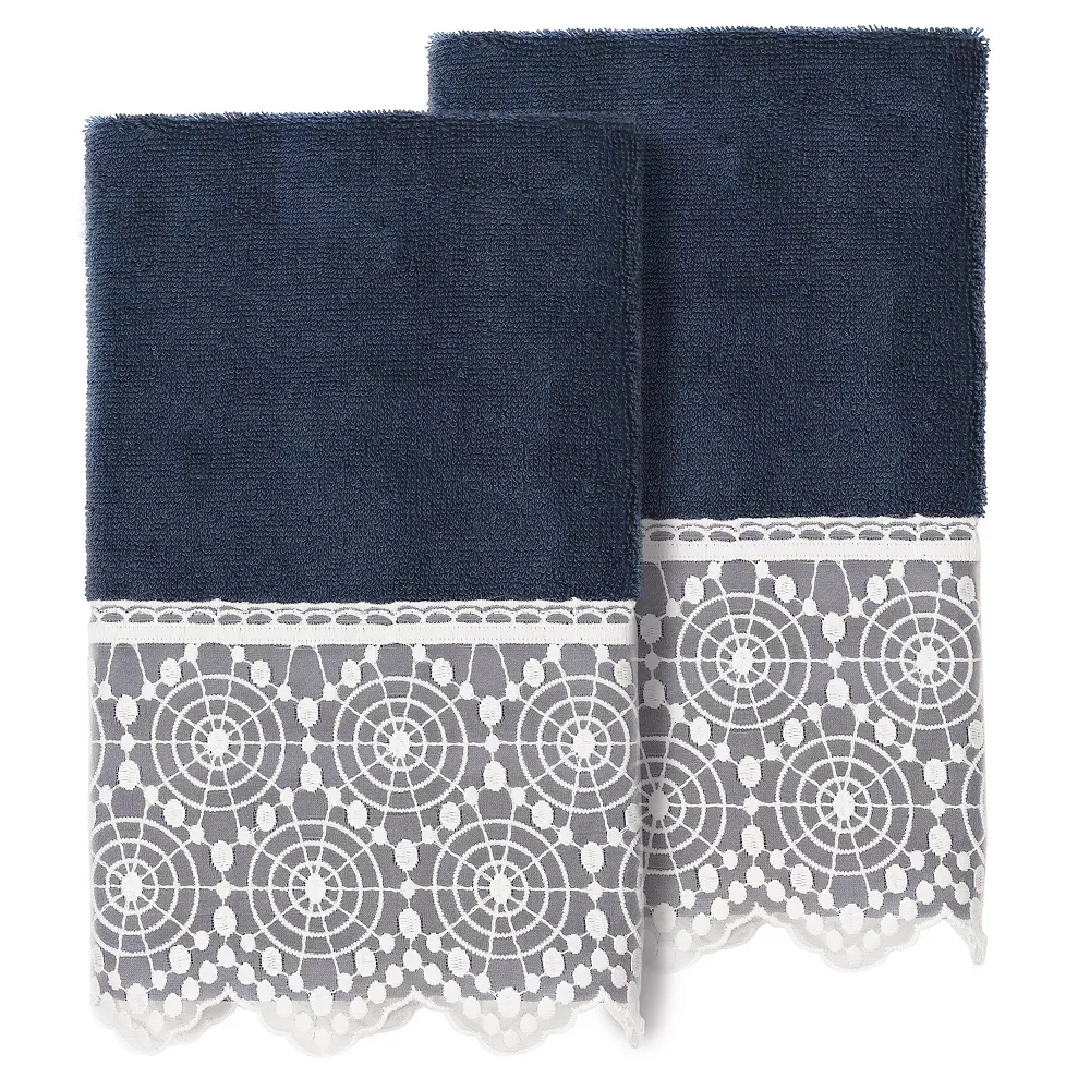 Linum Home Textiles Turkish Cotton Arian 2-piece Cream Lace Embellished Hand Towel Set 3 Linum Home Textiles Turkish Cotton Arian 2-piece Cream Lace Embellished Hand Towel Set