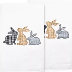 Linum Home Textiles Bunny Row Embroidered Luxury Turkish Cotton 2-pack Hand Towel Set -Camden Isle Sales Shop 5564348 ALT2