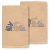 Linum Home Textiles Bunny Row Embroidered Luxury Turkish Cotton 2-pack Hand Towel Set